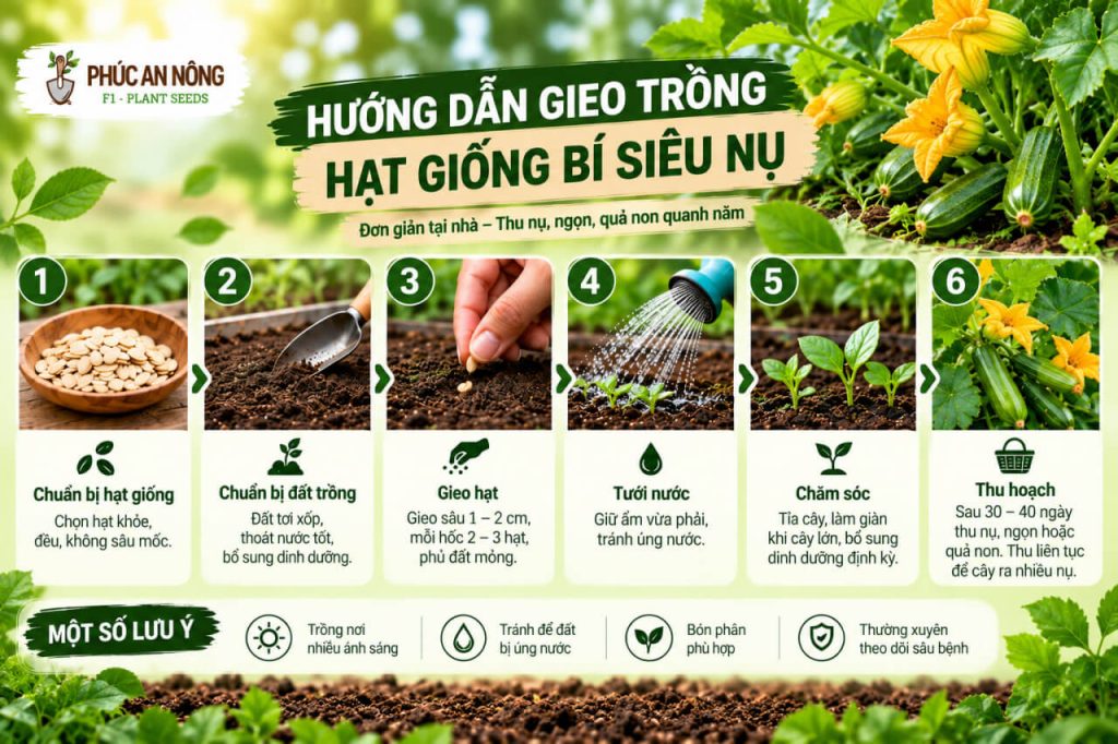 Cách trồng hạt giống bí siêu nụ