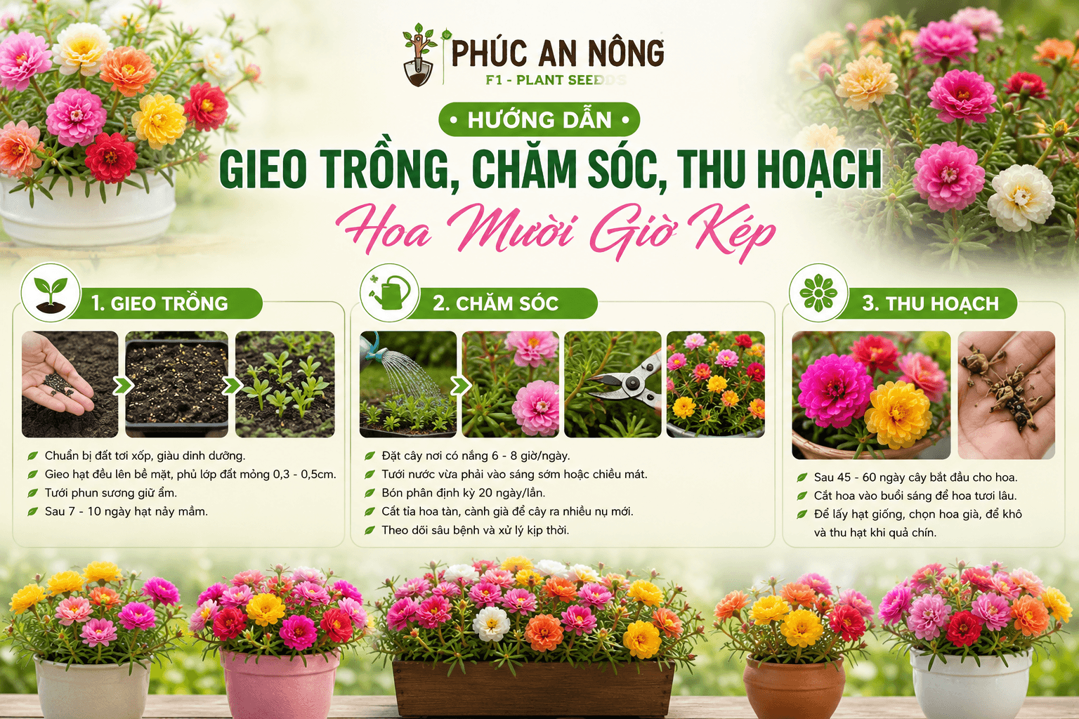 Hướng dẫn cách gieo trồng hạt giống hoa mười giờ mỹ kép