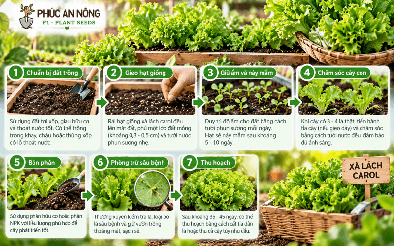 Hướng dẫn gieo trồng và chăm sóc hạt giống xà lách Carol