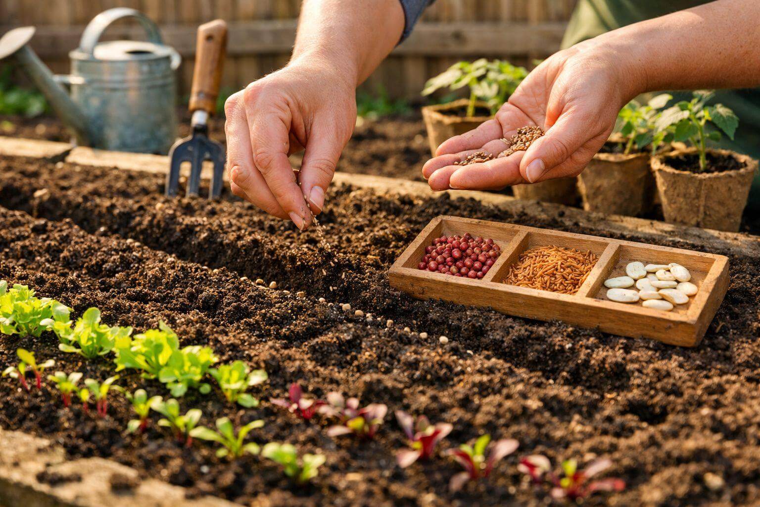 Gieo hạt giống organic để trồng rau sạch tại nhà