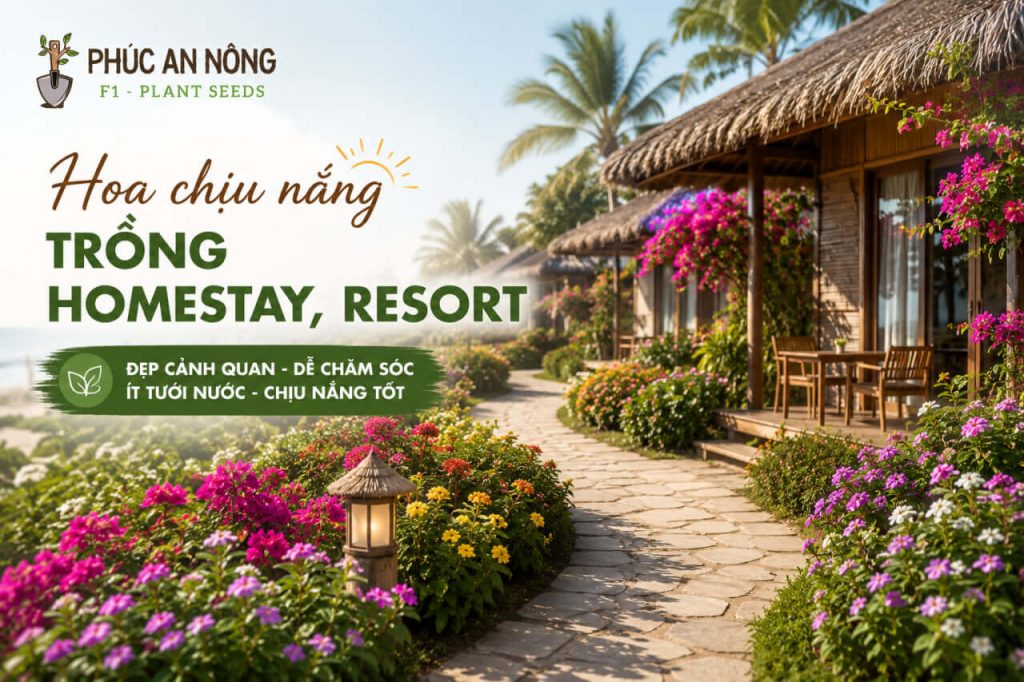 Hoa chịu nắng trồng homestay, resort tạo cảnh quan ngoài trời